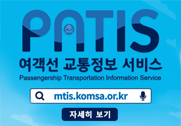 PATIS 여객선 교통정보 서비스 Passengership Transportation Information Servide / 검색창에 mtis.komsa.or.kr 검색 / 자세히 보기